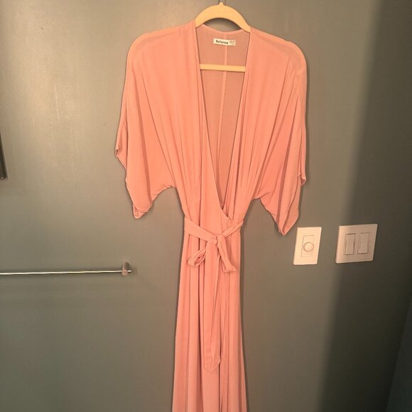 Reformation Winslow Wrap V-neck - blush wedding guest dress - Picture 2 of 9